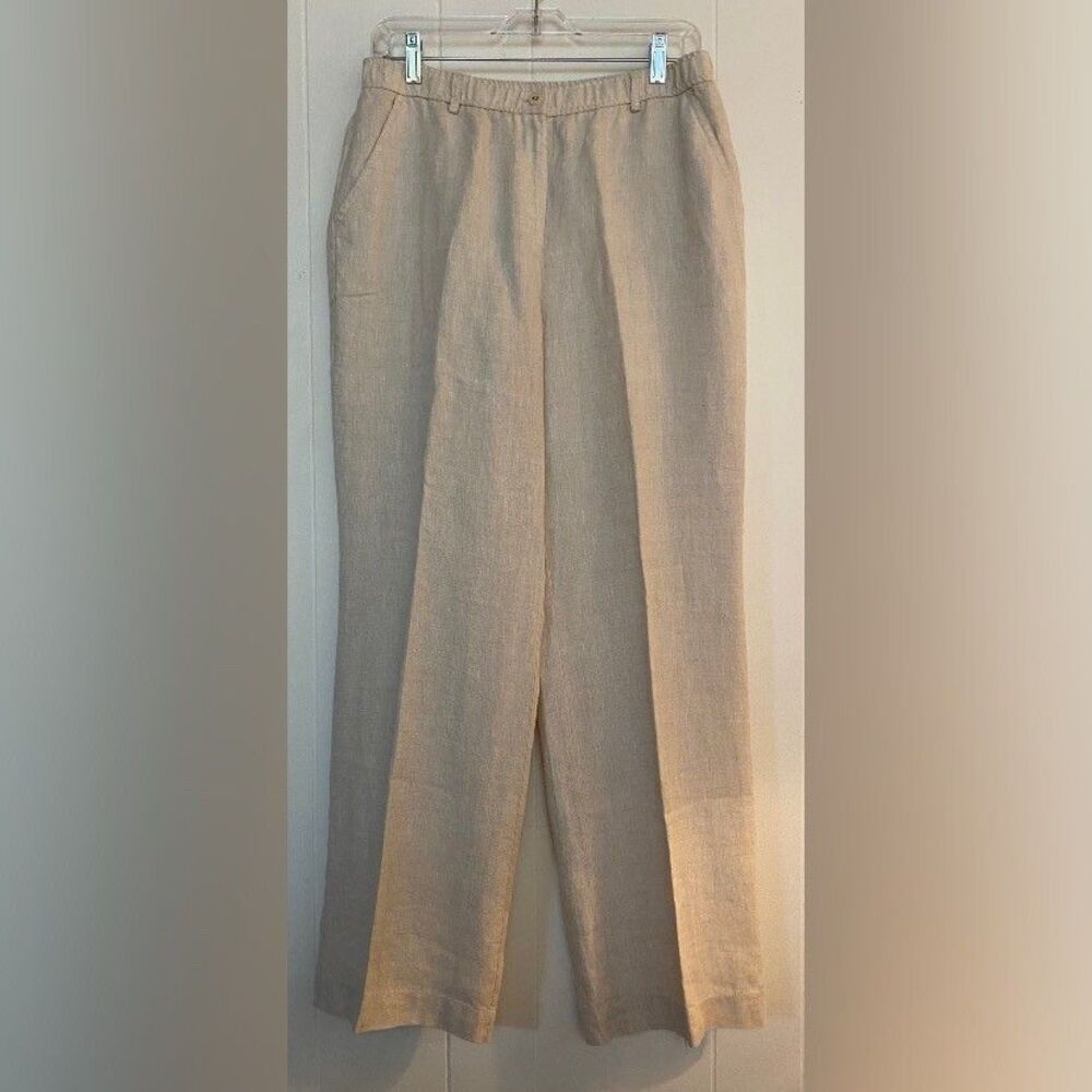 M Collection Pants Women’s 10 Cream Linen Boot Cut